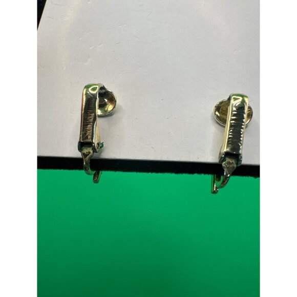 Vintage Gold Starburst Earrings W/ Pearl & Rhinestones Clip-On Costume Jewelry - Picture 4 of 4